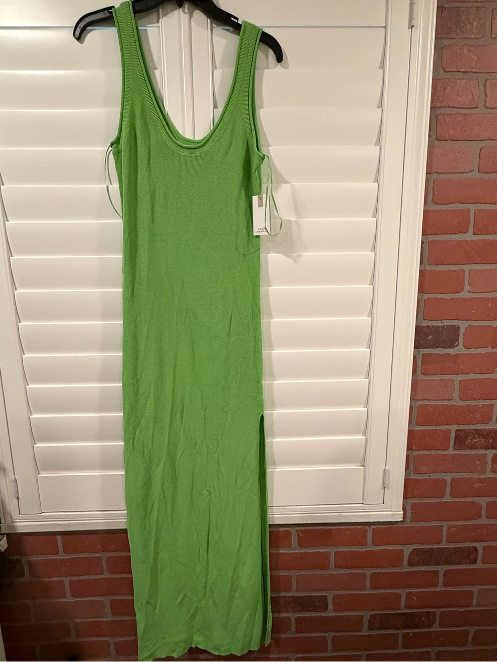 Good American Lime Green Scoop Neck Maxi Dress